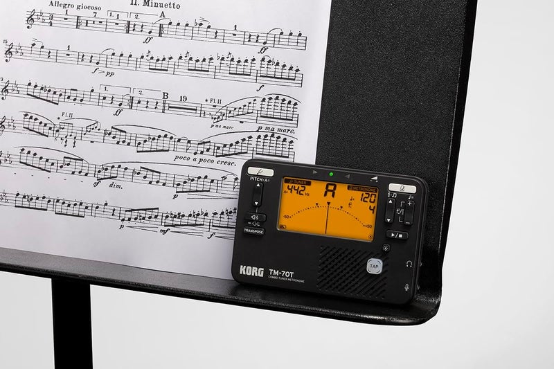 Korg مو tuner TM-70C وميترونوم مع ميكروفون ملامس، وضع الصوت، وضع النقل، ووضع الكروماتيك - أسود - Image 3